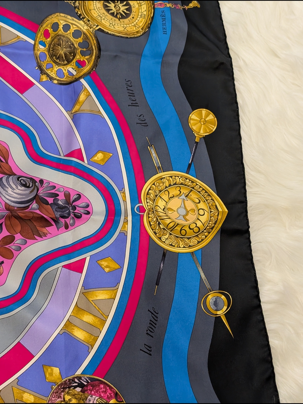Hermes Multicolor Silk Scarf with Clockwork Motif - Picture 5 of 12